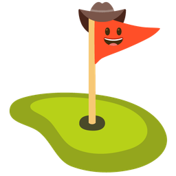 cowboy hat face and flag in hole