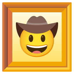cowboy hat face and framed picture