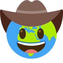 cowboy hat face and globe showing Europe-Africa