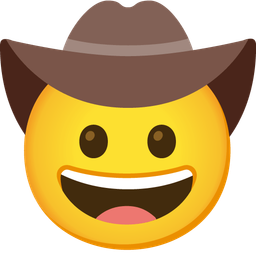 Cowboy hat face and Grinning face
