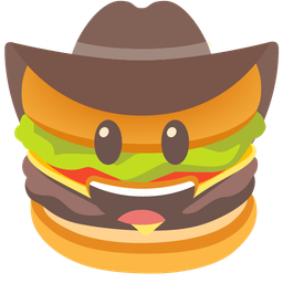 cowboy hat face and hamburger