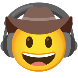 cowboy hat face and headphone