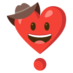 cowboy hat face and heart exclamation