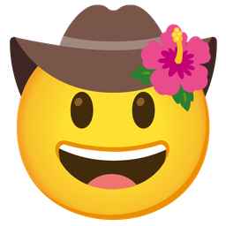 cowboy hat face and hibiscus