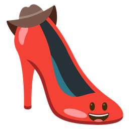 cowboy hat face and high-heeled shoe