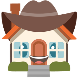 cowboy hat face and house
