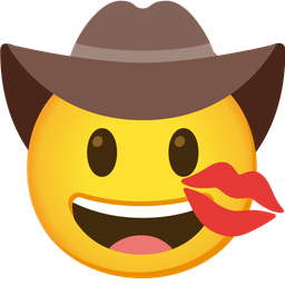 cowboy hat face and kiss mark