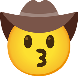 Cowboy hat face and Kissing face