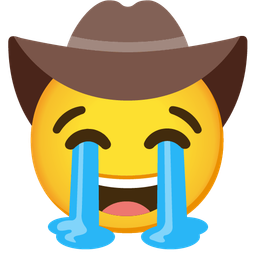 cowboy hat face and loudly crying face