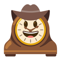 cowboy hat face and mantelpiece clock