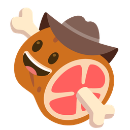 cowboy hat face and meat on bone