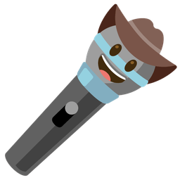 cowboy hat face and microphone