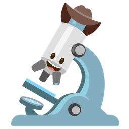 cowboy hat face and microscope