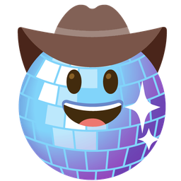 cowboy hat face and mirror ball