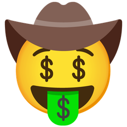 Cowboy hat face and Money-mouth face