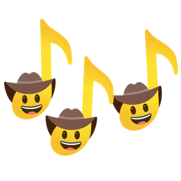 cowboy hat face and musical notes