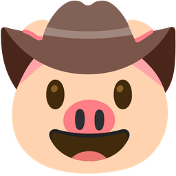 cowboy hat face and pig face