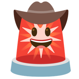 cowboy hat face and police car light