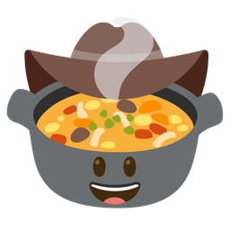 cowboy hat face and pot of food