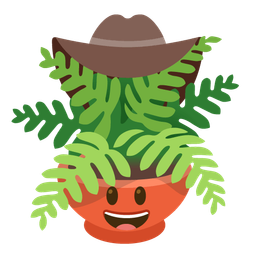 cowboy hat face and potted plant