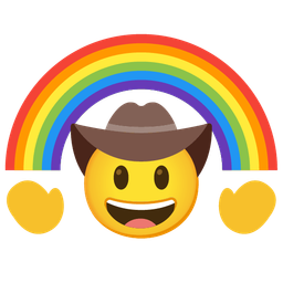 cowboy hat face and rainbow