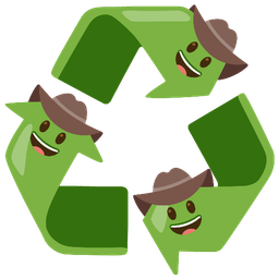 cowboy hat face and recycling symbol