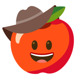cowboy hat face and red apple