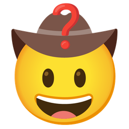 cowboy hat face and red question mark
