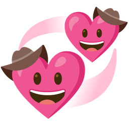 cowboy hat face and revolving hearts