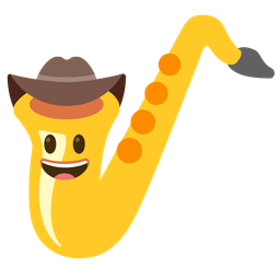 cowboy hat face and saxophone