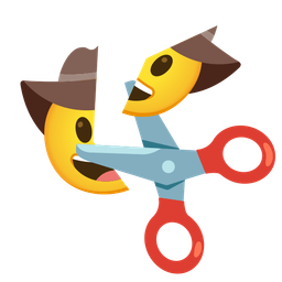 cowboy hat face and scissors