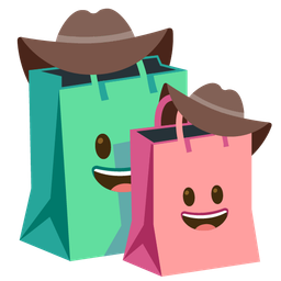 cowboy hat face and shopping bags