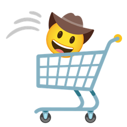 cowboy hat face and shopping cart