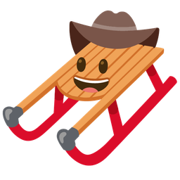 cowboy hat face and sled