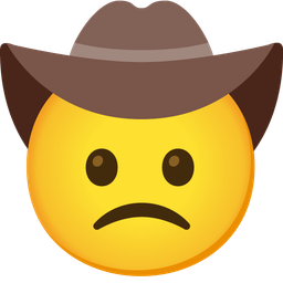 cowboy hat face and slightly frowning face