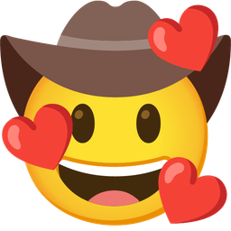 Cowboy hat face and Smiling face with hearts
