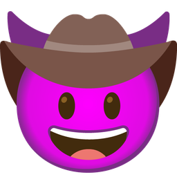 cowboy hat face and smiling face with horns