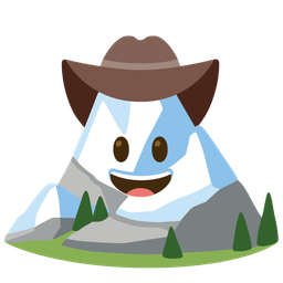 cowboy hat face and snow-capped mountain