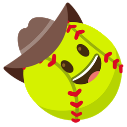 cowboy hat face and softball