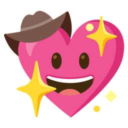 cowboy hat face and sparkling heart