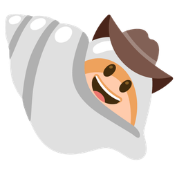cowboy hat face and spiral shell