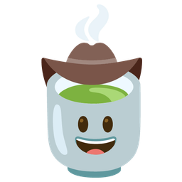 cowboy hat face and teacup without handle