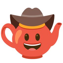 cowboy hat face and teapot