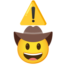 cowboy hat face and warning