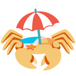 Crab and Beach with umbrella