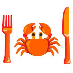 Crab and Fork and knife with plate