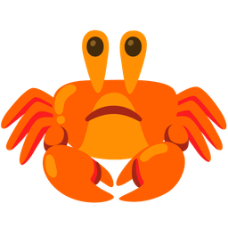 Crab and Slightly frowning face