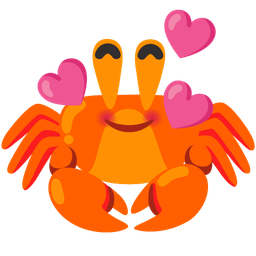Crab and Smiling face with hearts