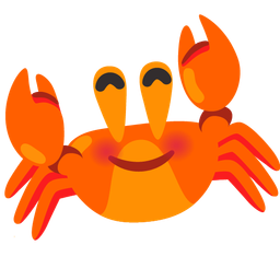 Crab and Smiling face with open hands