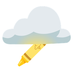 crayon and cloud with lightning